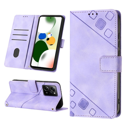 Light purple embossed leather-style folio flip phone case with stand wallet