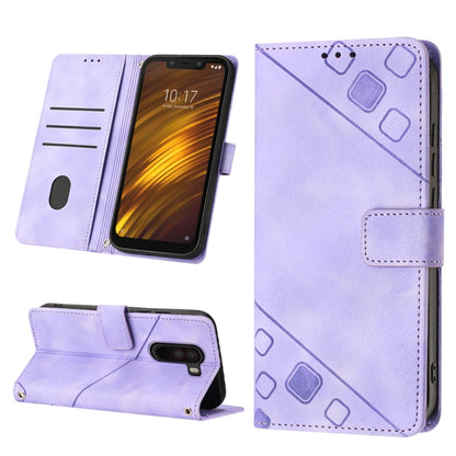 Light purple embossed leather wallet phone case with magnetic flip cover and card slots.