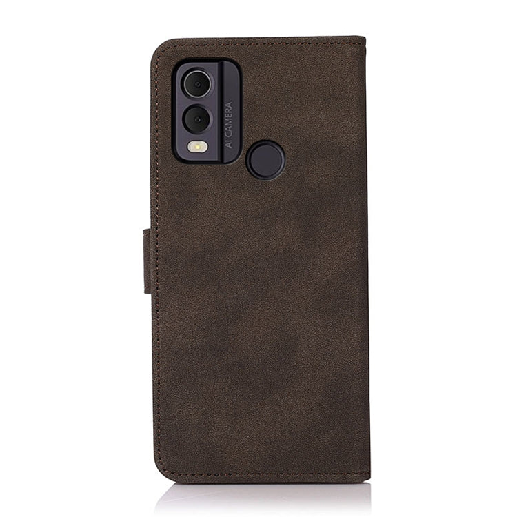 Brown matte leather-look phone case with cutouts for camera and speaker