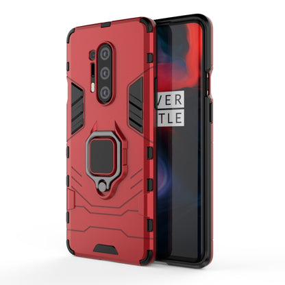 Red protective phone case with raised ring holder, shockproof rugged grip edges