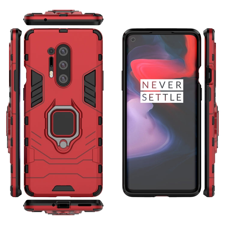 Red rugged anti-fall phone case with ring holder; shown front, back, and sides