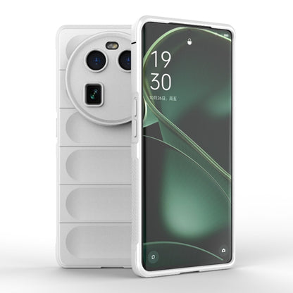 White TPU phone case with raised camera cutout and side button openings.