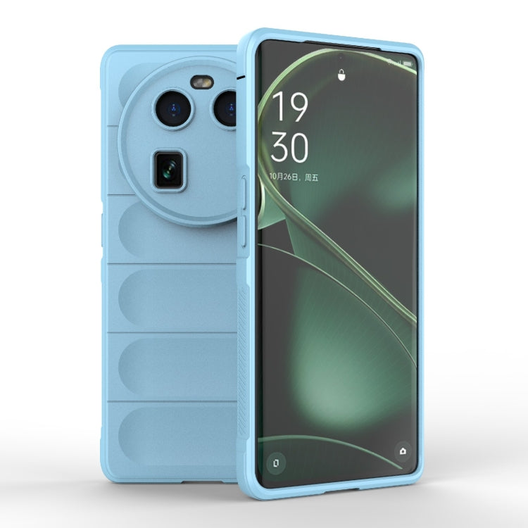 Light blue TPU phone case with raised camera cutout and side button openings.