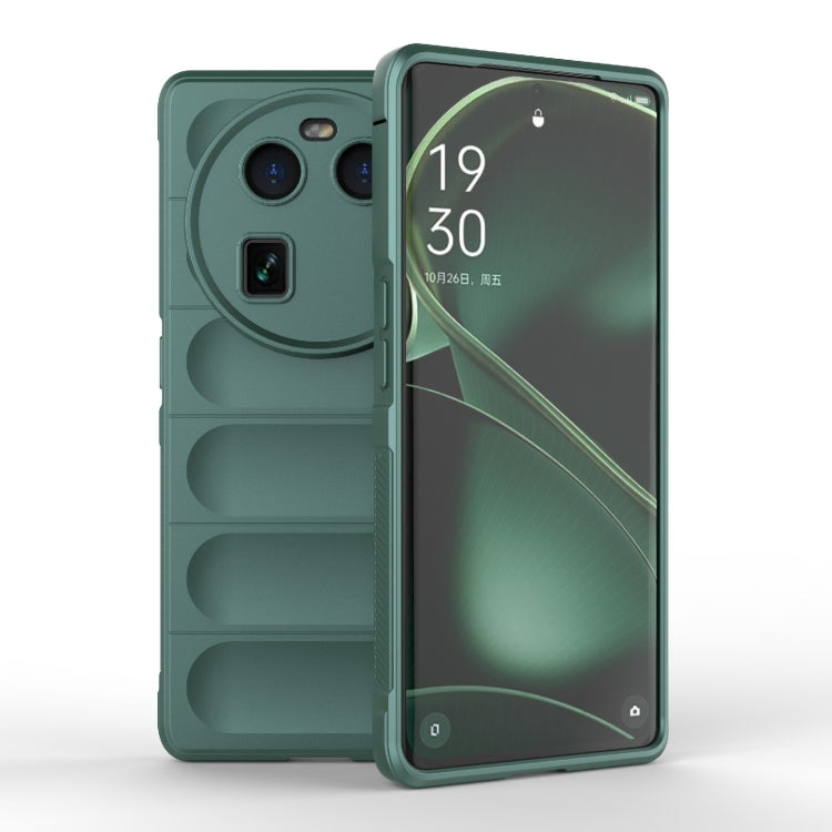 Dark green TPU phone case with raised camera cutout and side button openings.