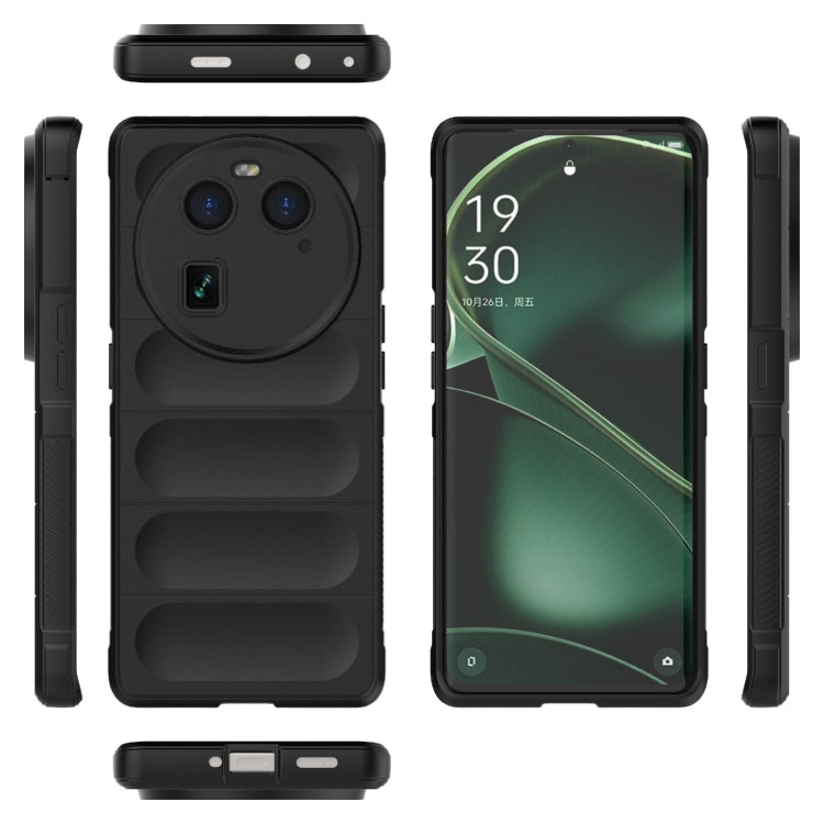 Black phone case with camera cutouts and side buttons, shown with phone screen