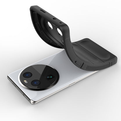 Black phone case with kickstand, camera cutout, and open access edges
