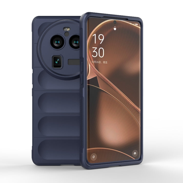 Dark blue TPU and flannel phone case with camera cutouts and reinforced corners