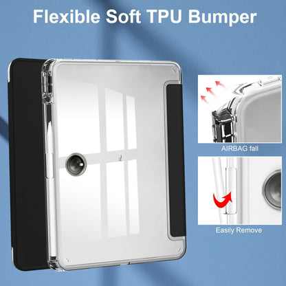 Clear 3-fold tablet case with flexible soft TPU bumper and black outer cover