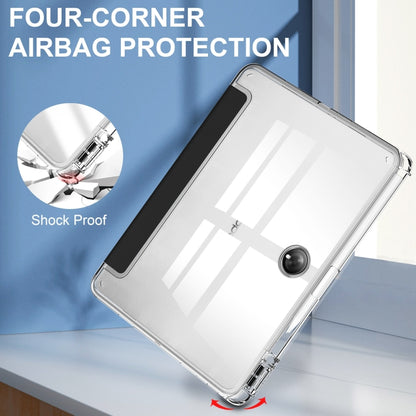 Clear 3-fold tablet case with four-corner airbag protection and transparent back