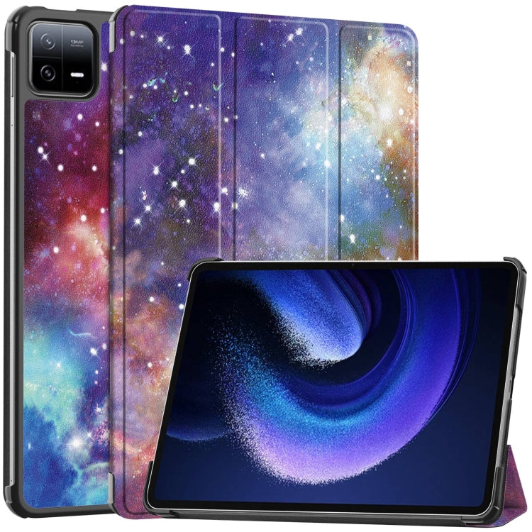 3-fold smart tablet case with starry galaxy painted design, stand cover for tablet