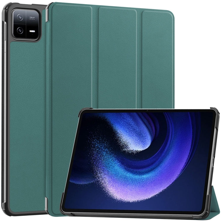 Green 3-fold smart tablet case with textured leather-look and stand