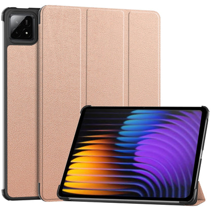 3-fold smart tablet case, beige textured leather with front stand and camera cutout