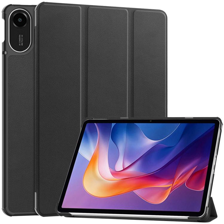 Leather 3-fold smart tablet case with stand, textured dark gray