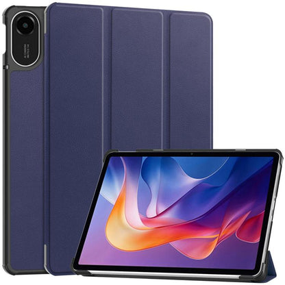 Leather 3-fold smart tablet case with stand, textured navy blue