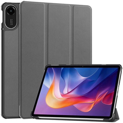 Leather 3-fold smart tablet case with stand, textured gray