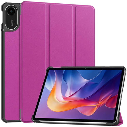 3-fold smart tablet case, purple textured leather with front stand and corner cutout