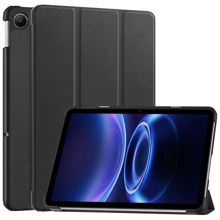 Black 3-fold leather smart tablet case with stand and screen cover