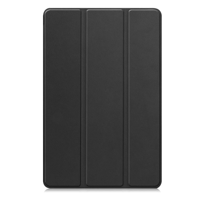 Black 3-fold leather tablet case back cover with three vertical folds