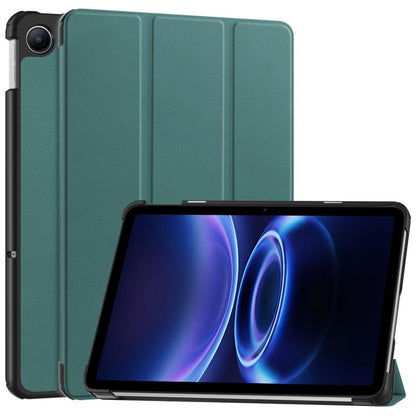 Leather 3-fold smart tablet case with stand, textured green
