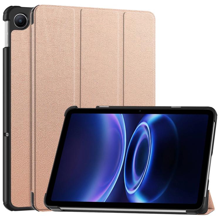 Leather 3-fold smart tablet case with stand, textured beige