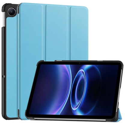 Leather 3-fold smart tablet case with stand, textured light blue
