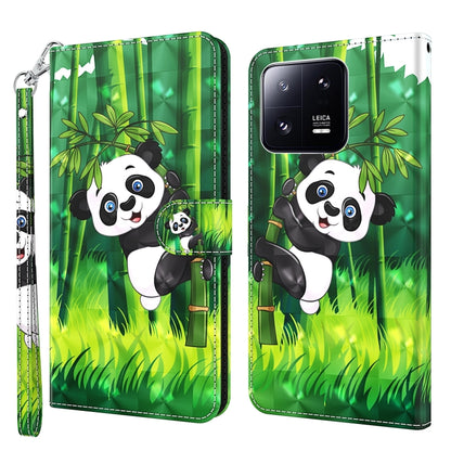 Flip leather phone case with green bamboo forest and pandas