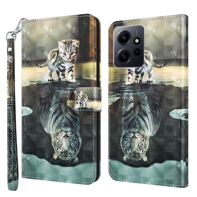 Flip leather phone case with cat and zebra reflection collage on glossy background