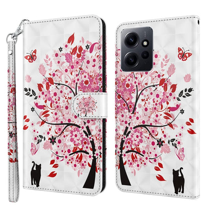 Flip phone case with cat tree and butterflies pattern, faux leather with wrist strap.