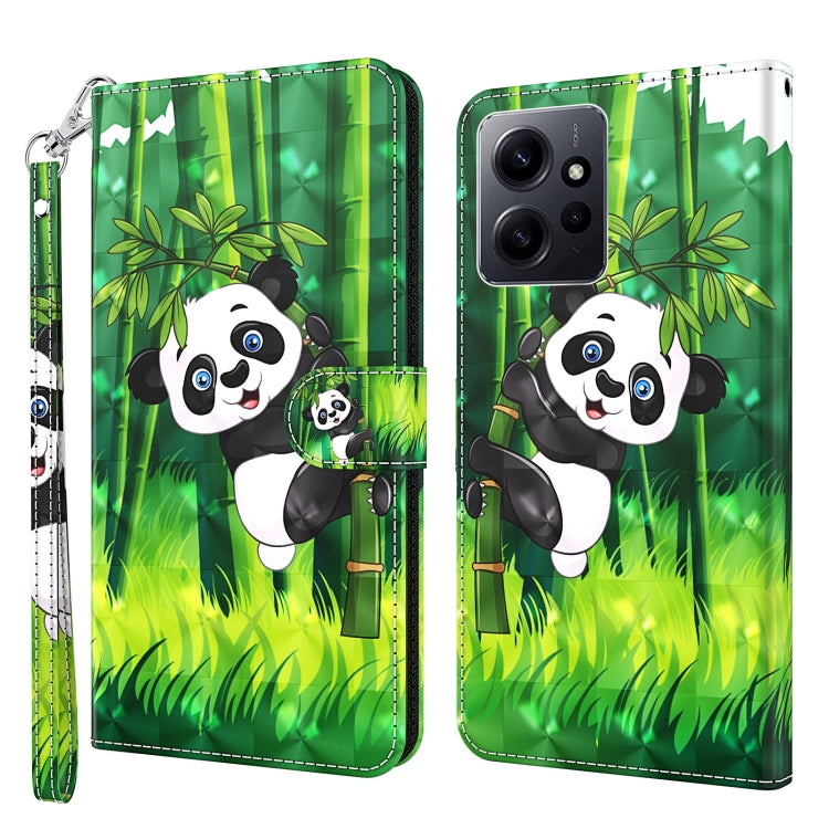 Flip phone case with panda illustration in bamboo forest, faux leather with wrist strap.
