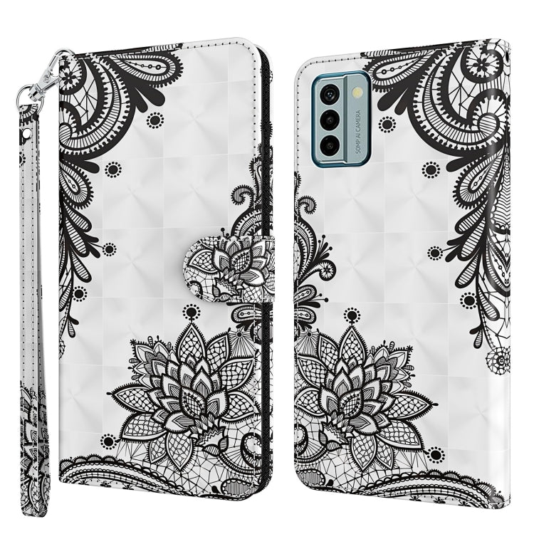 Flip leather phone case with black mandala lotus and paisley patterns on white