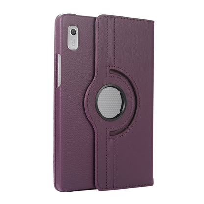 Purple litchi-texture leather tablet case with circular rotating stand