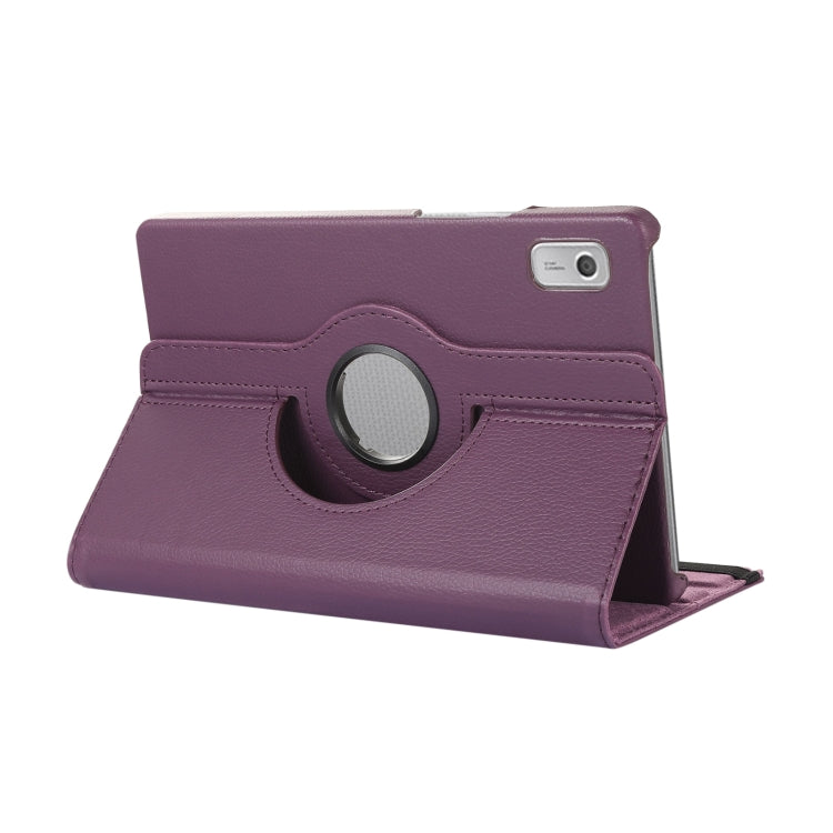 Purple litchi-texture leather folio case with rotating holder stand
