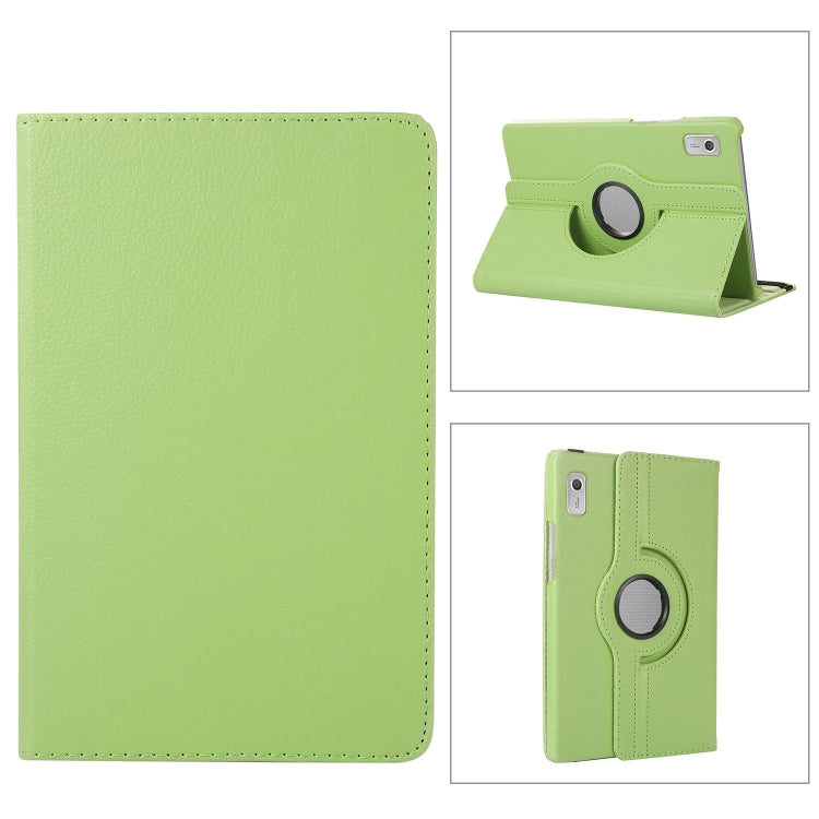 Green litchi-texture leather tablet case with 360° rotating holder stand