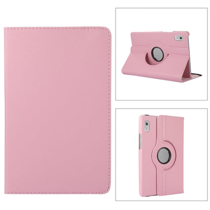 Pink litchi-texture leather tablet case with 360° rotating holder stand