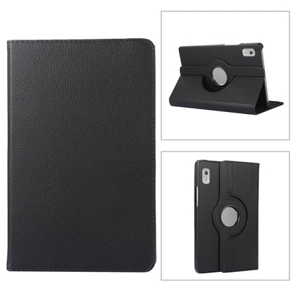 Black litchi-texture tablet case with 360 rotation holder and stand flap