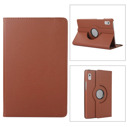 Brown litchi-texture tablet case with 360 rotation ring holder and stand