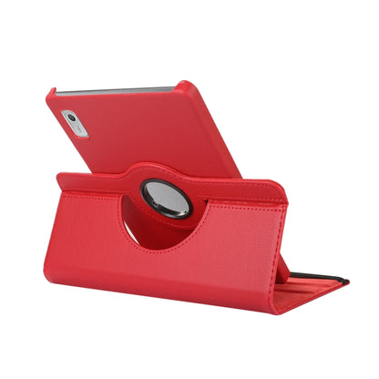 Red litchi-texture tablet case with circular rotation holder and stand