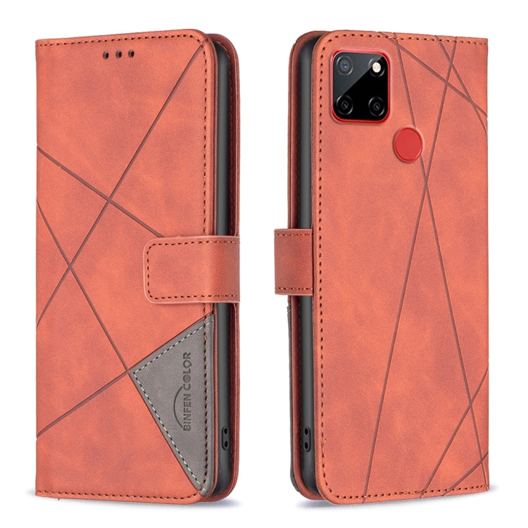 Orange leather phone case with rhombus texture, magnetic buckle flip cover, card slot