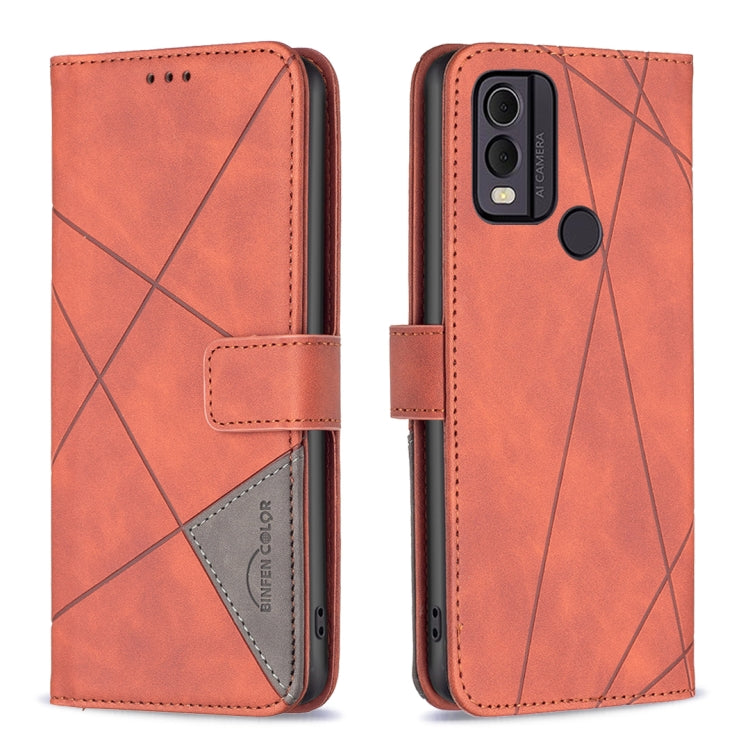 Orange leather phone case with rhombus texture, magnetic buckle, flip cover