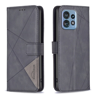 Dark grey magnetic buckle leather phone case with rhombus texture, folio wallet and card slot