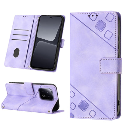 Light purple embossed leather phone case with flip cover and card slots for Xiaomi 13 Pro