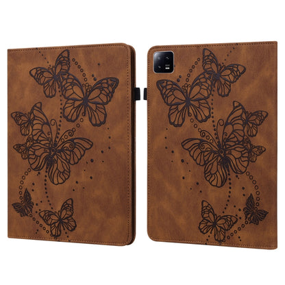 Brown embossed butterfly pattern leather tablet case with two-fold cover and cutout