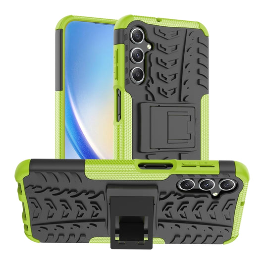 Green tire-texture TPU/PC phone case with built-in holder and cutouts for cameras