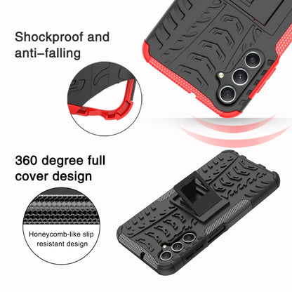 Tire-texture phone case with kickstand holder, black with red edge
