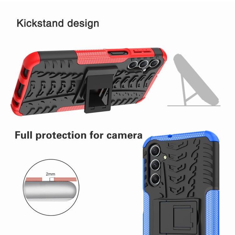 Tire-texture phone case with kickstand, red and black with raised camera cover