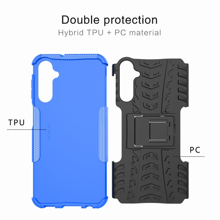 Hybrid TPU and PC tire-texture phone case, blue shell with black back