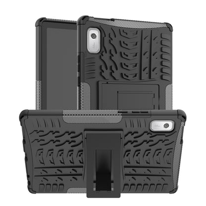 Tire-texture phone case with built-in kickstand holder, black hybrid TPU/PC