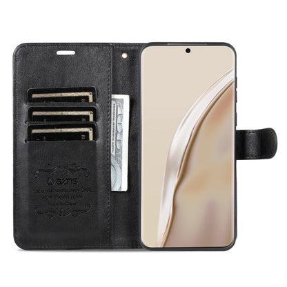Black wallet-style flip phone case with card slots and inner pockets