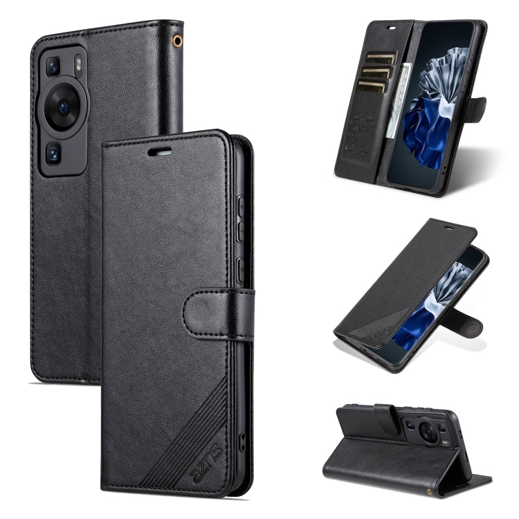 Black flip phone case with stand, showing camera cutout and closed cover
