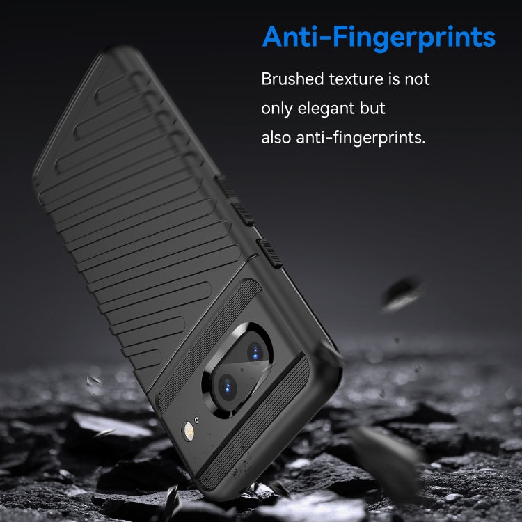 Black shockproof TPU phone case, ribbed texture with raised camera frame